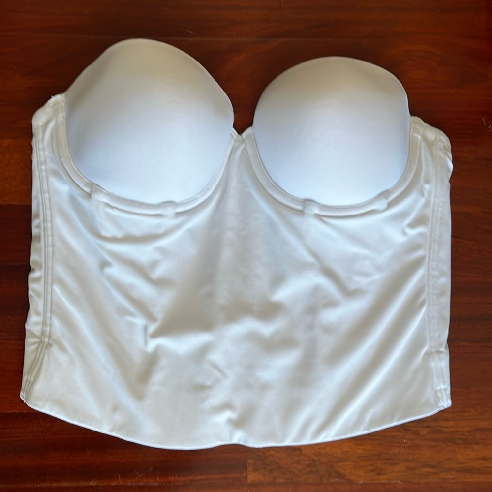 Womens 38b Victoria’s Secret Bustier Corset Top White Strapless Crop bra bond